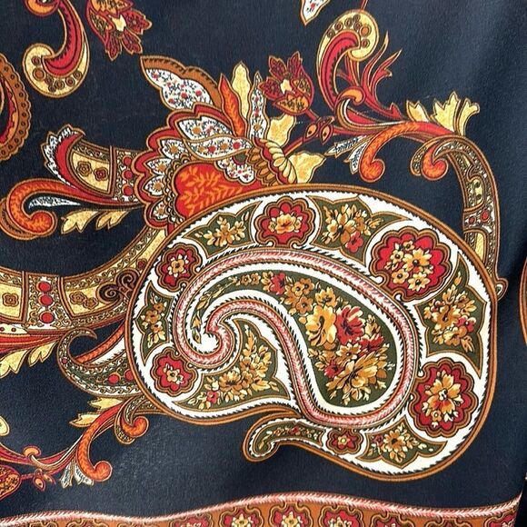 Betmar Italy Large Scarf Shawl Black Orange White Paisley - Picture 11 of 15
